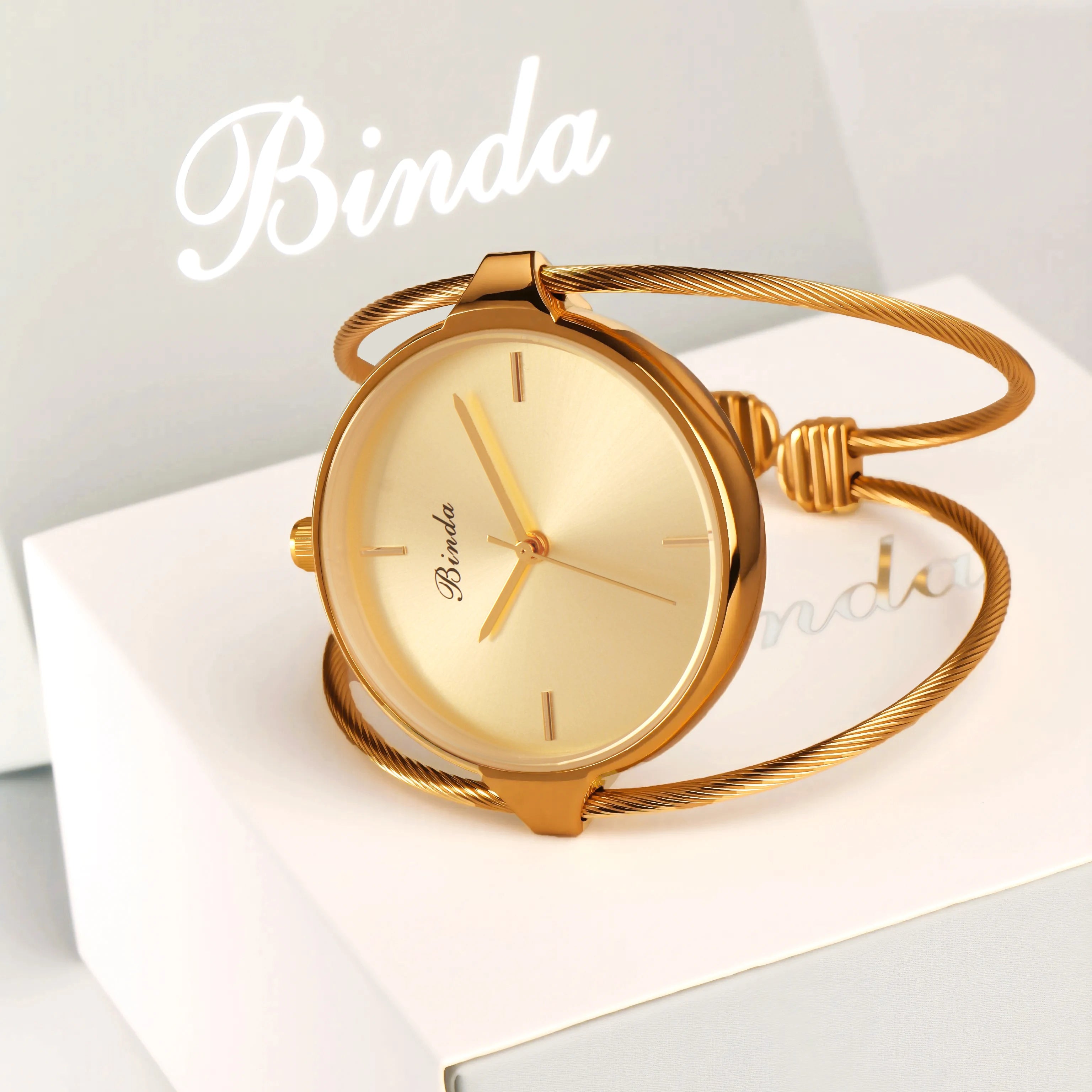 Binda Luxury Women’s Quartz Watch 30M Waterproof Elegant Stainless Steel Bracelet Lady Dress Watch with gift box