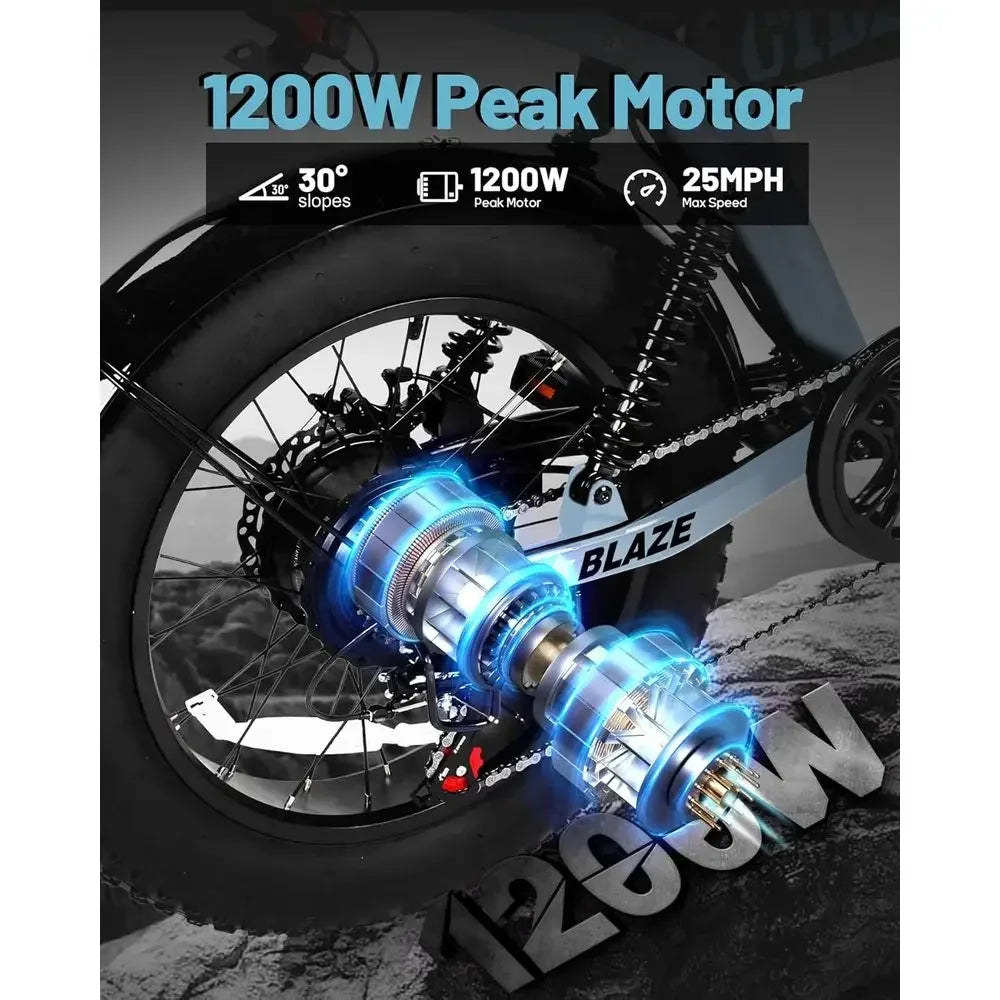 16 Adult/Teen Electric Bike: 1200W Motor, 25MPH, 55-Mile Range, Full Suspension All-Terrain