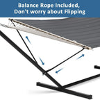 Outdoor Use, 2 Person Heavy Duty Portable Hammock with Stand, 475 lbs Capacity, Dark Grey Color