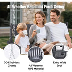 All-Weather 2-Seat Porch Swing with Cup Holders, Patio Swing Bench for Garden and Courtyard