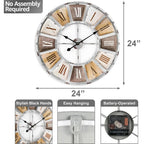 Decorative Large Metal Wall Clock for Living Room - Modern Farmhouse Wall Décor