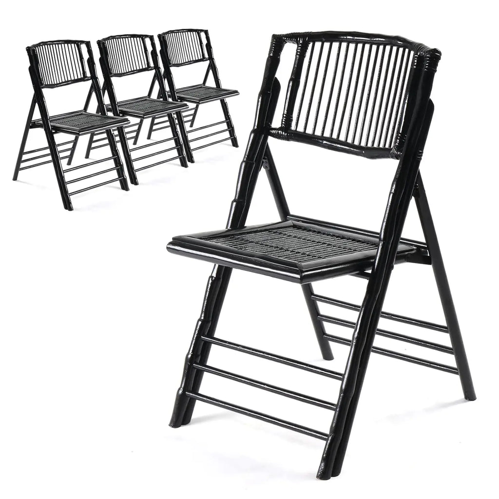 Bamboo Folding Chair, Foldable Dining Wood Chairs Comfortable Seat for Outdoor & Indoor, Patio, Porch, Wedding,, Customized