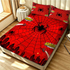 3pcs Spider Animal Printed Coreless Bed Sheet Summer Set Multi Size Comfortable Bedding Decoration Machine Washable