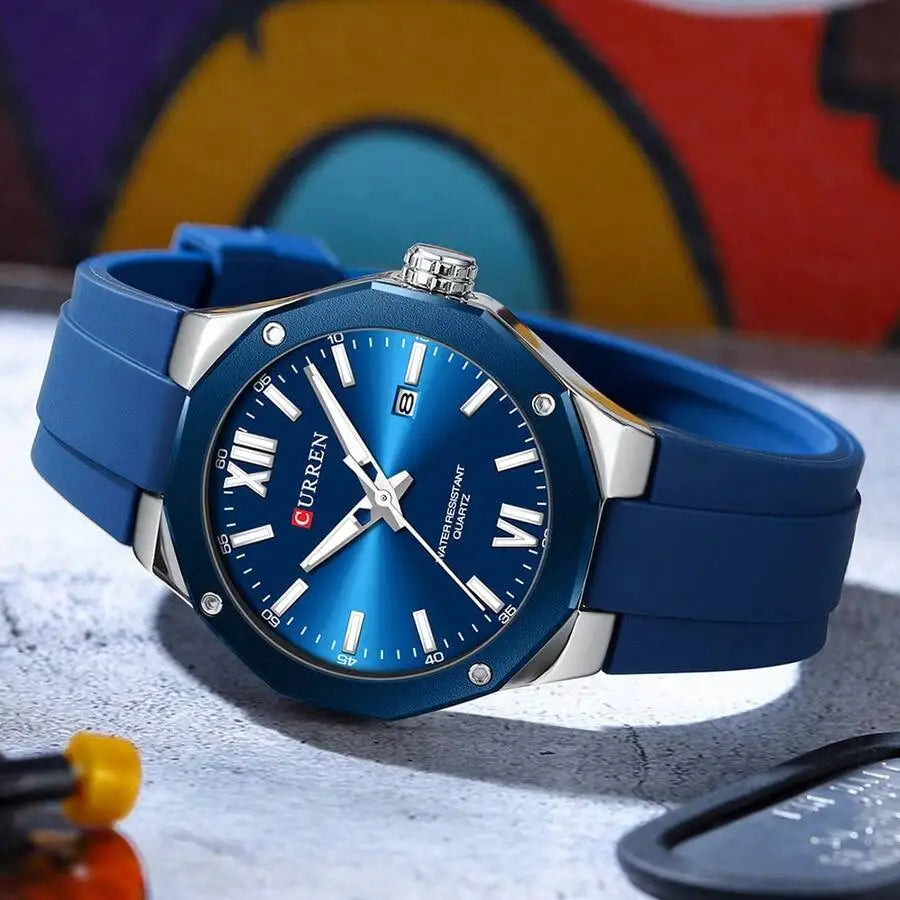 CURREN Men Watch Top Brand Luxury Military Army Male Wristwatch Waterproof Original Silicone Strap Sport Calendar Quartz Clock