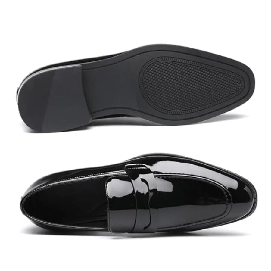 DECARSDZ Mens Slip-On Penny Loafer Casual Dress Shoes Black Wedding Formal Work Pointed Toe Men Tuxedo Shoes