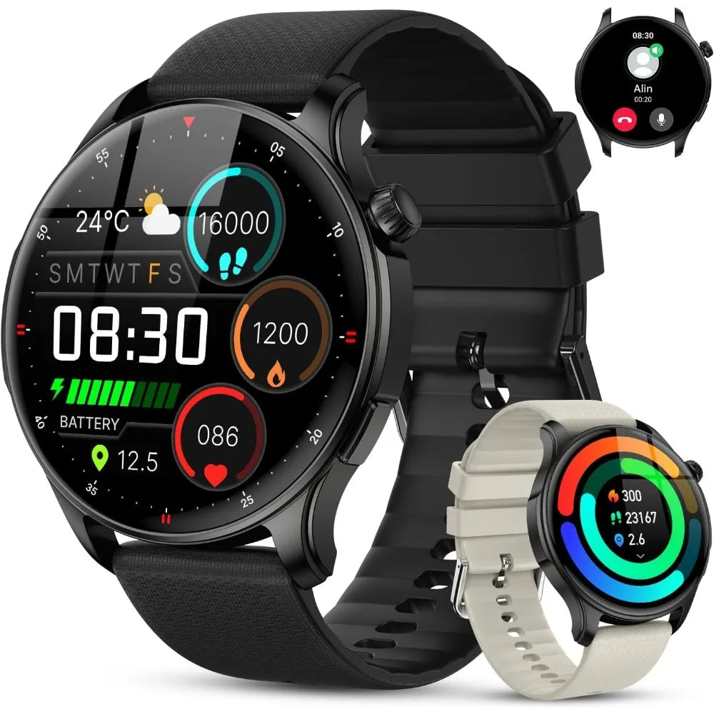 Waterproof Fitness Smartwatch with Answer Call, Pedometer, Sleep and Heart Rate Tracking for Men and Women