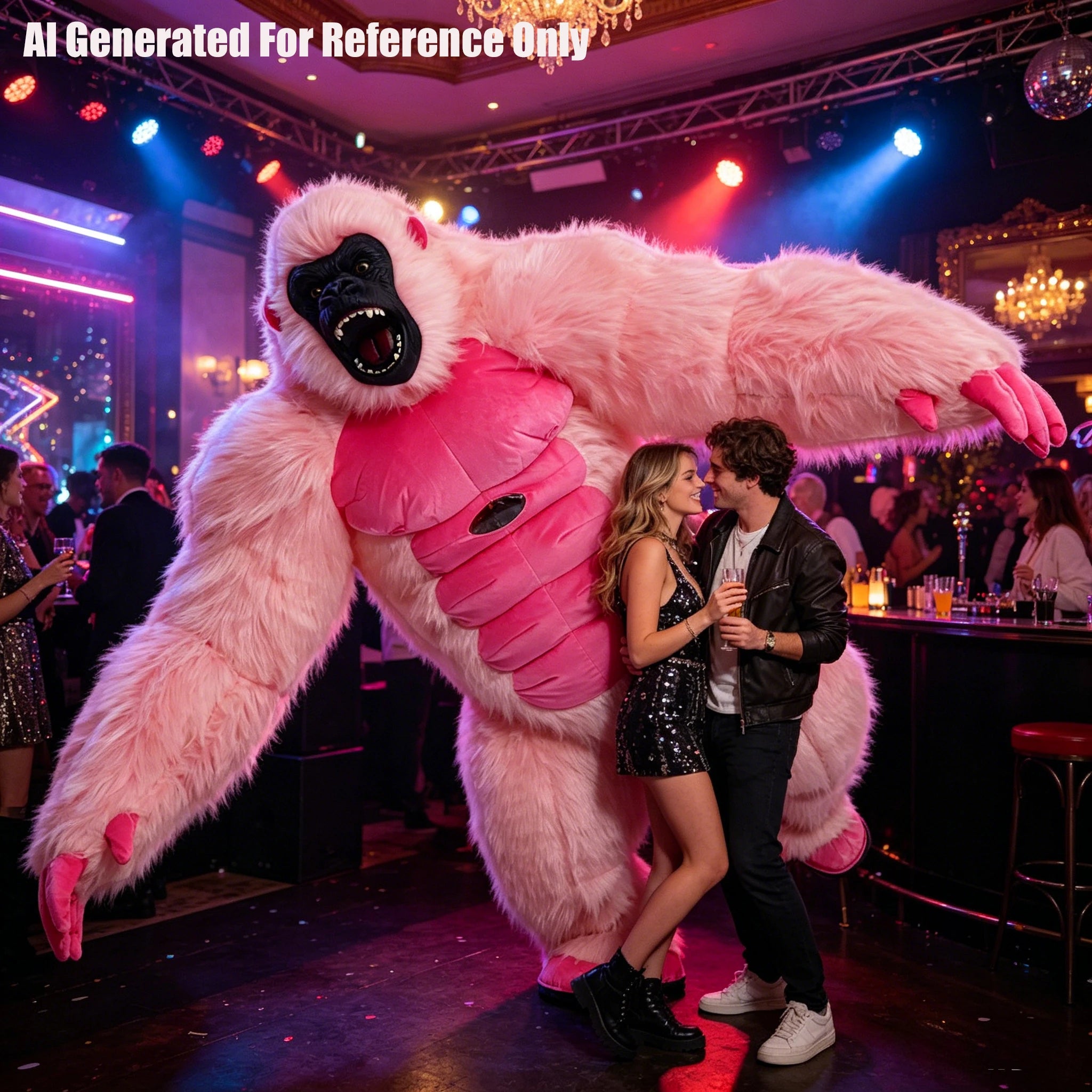 2.2M/2.6M Pink KingKong Gorilla Inflatable Costume Mascot Adult Character Cosplay Animal Birthday Party Set with Battery