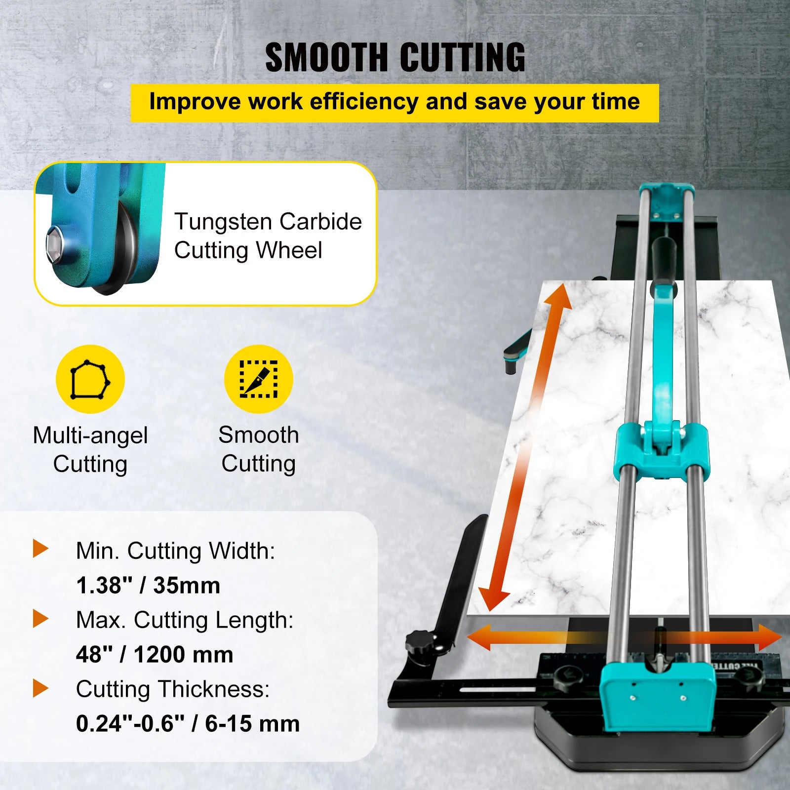 SucceBuy 1200MM Tile Cutter High Precision Manual Ceramic Floor Tiles Tile Cutter  48 In Cutting Machine for Precision Cutting