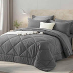 5/7 Piece Solid Color Bed Comforter Set Queen, Creative Geometric Pattern Design, Soft And Comfortable Summer Bedding Set