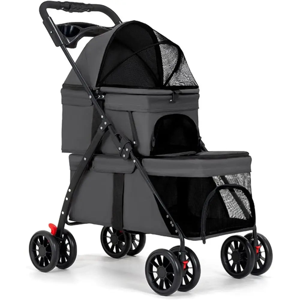Double Dog Stroller or Medium Small Dogs and Cats Load-Bearing Up to 50lbs, Durable 360° Unil Wheels Lightweight One Hand oldale