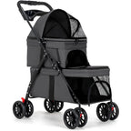 Double Dog Stroller or Medium Small Dogs and Cats Load-Bearing Up to 50lbs, Durable 360° Unil Wheels Lightweight One Hand oldale