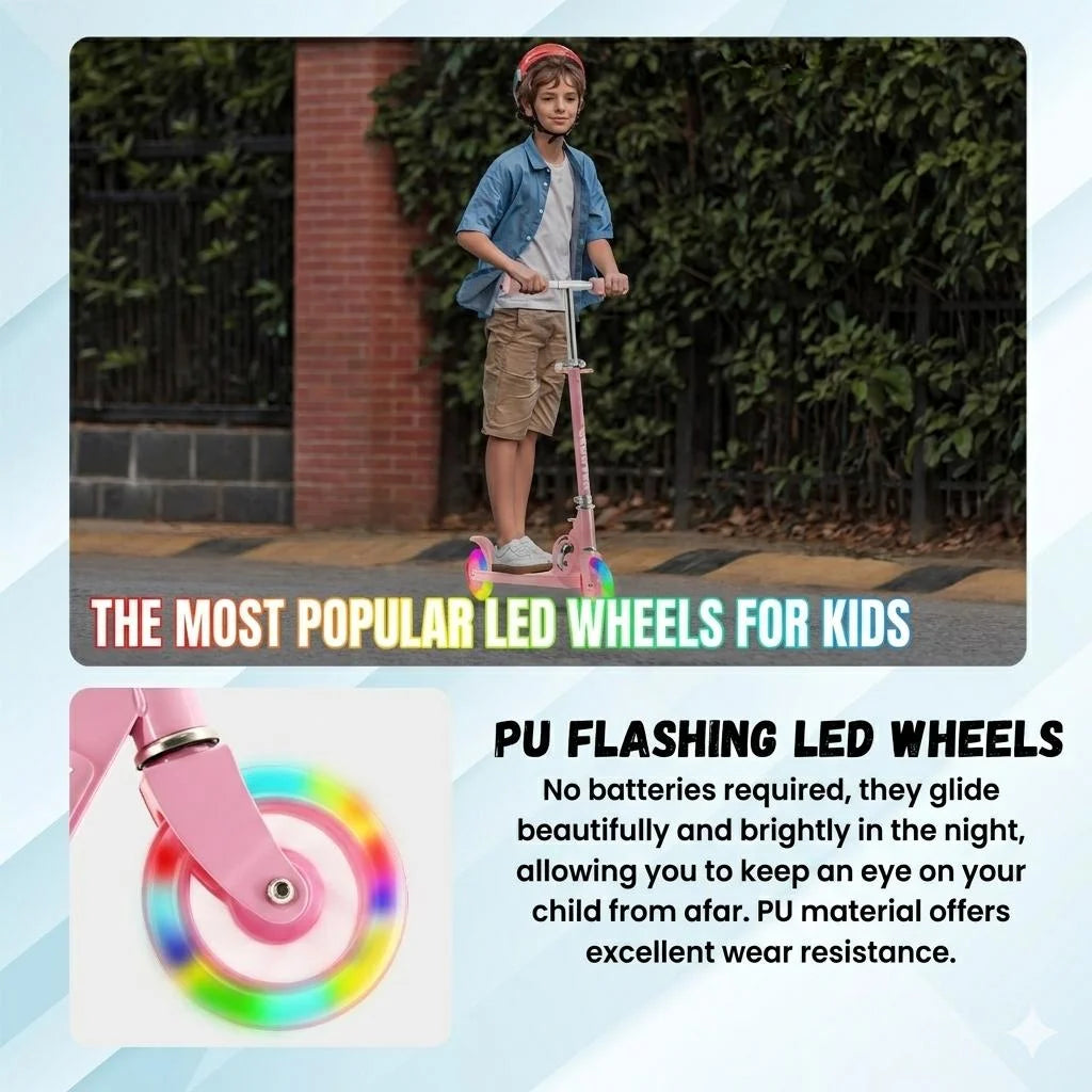 Two Wheel Scooter for for Kids Adults 3-8+,Kick Scooters with Light-Up ABEC-10 Wheels Folding Kick Scooter with 3 Levels Adjustable Handlebar and Rear Brake for Girls Boys,Lightweight
