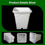 Square white pot for indoor plants, durable plastic, 7x7 base and 9 tall, pack of 50
