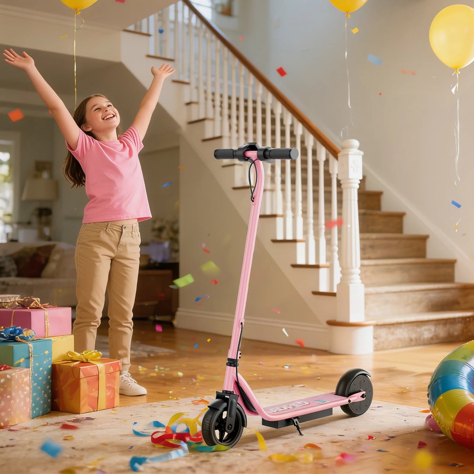 6.5‘’ Electric Scooter for Kids - 3/6/9MPH Three Speed Modes & 10Mile Max Range, 250W Motor, Solid Tires Commuter E-Scooter