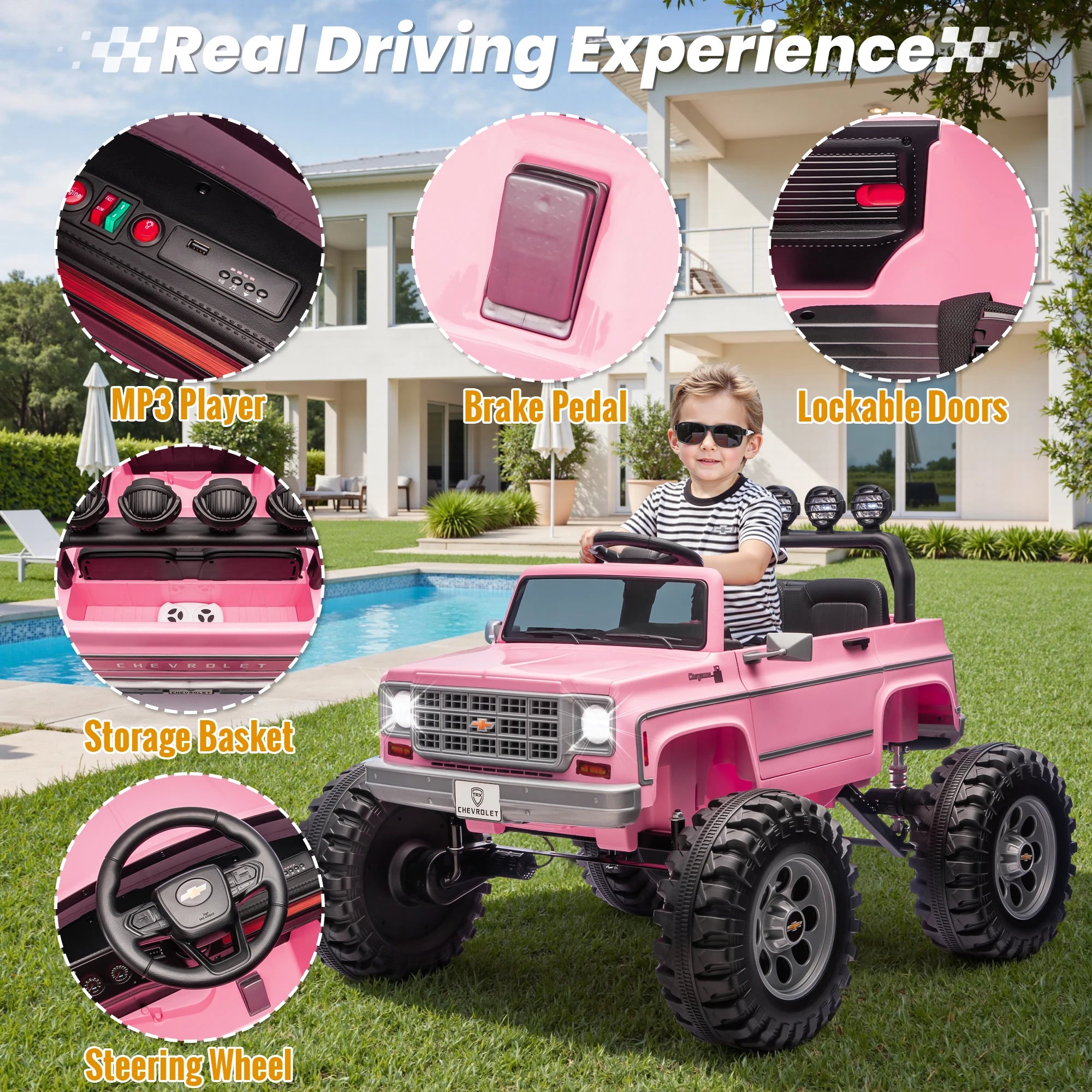 Licensed Chevrolet Cheyenne 24V Ride on Car 4X200W Motor Remote Control Decoration Streamer 24 Volt Ride on Toys for Kids
