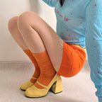 Women Summer Thin Knee High Socks Cute Colorful Dopamine Velvet Calf Sock Korea Trendy Solid Color Simple Sweet JK Stacked Socks