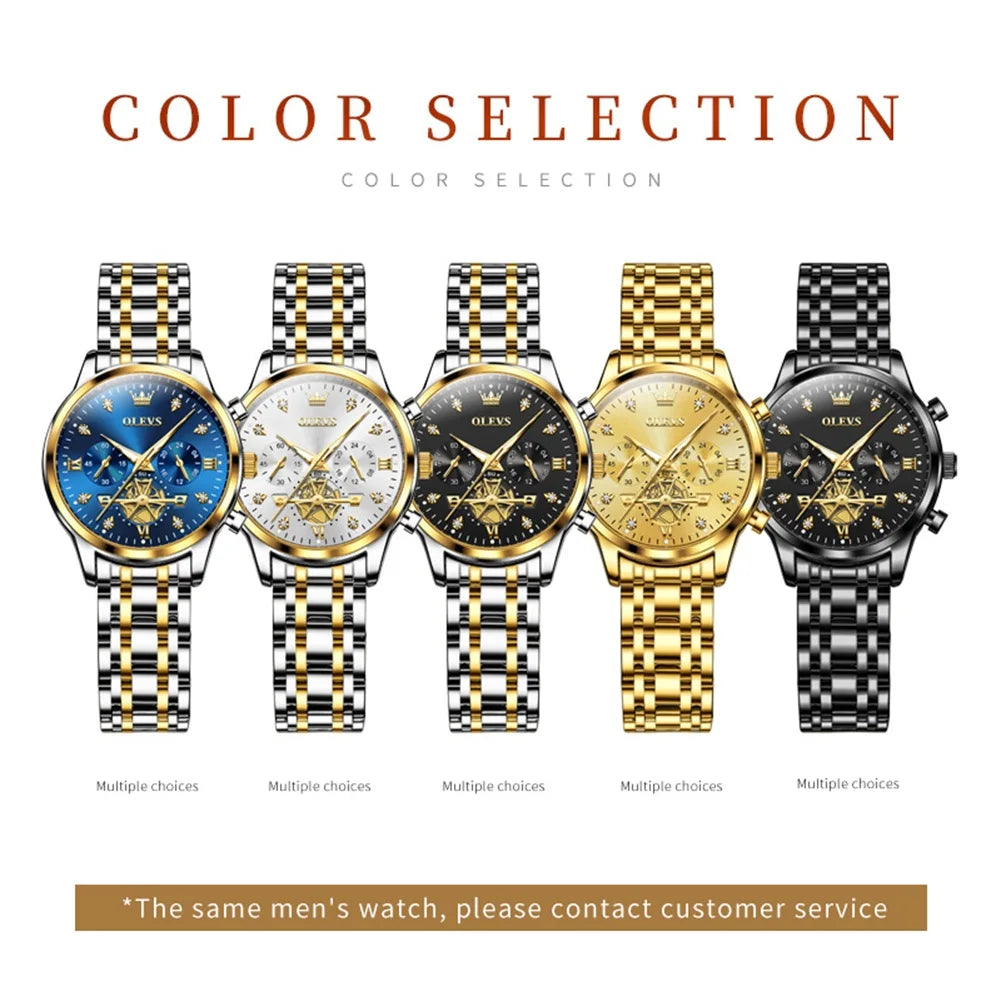 OLEVS 2897 Elegance Original Quartz Movement Women Watch Multifunctional Diamond Dial Luminous Function 30m Waterproof Watch