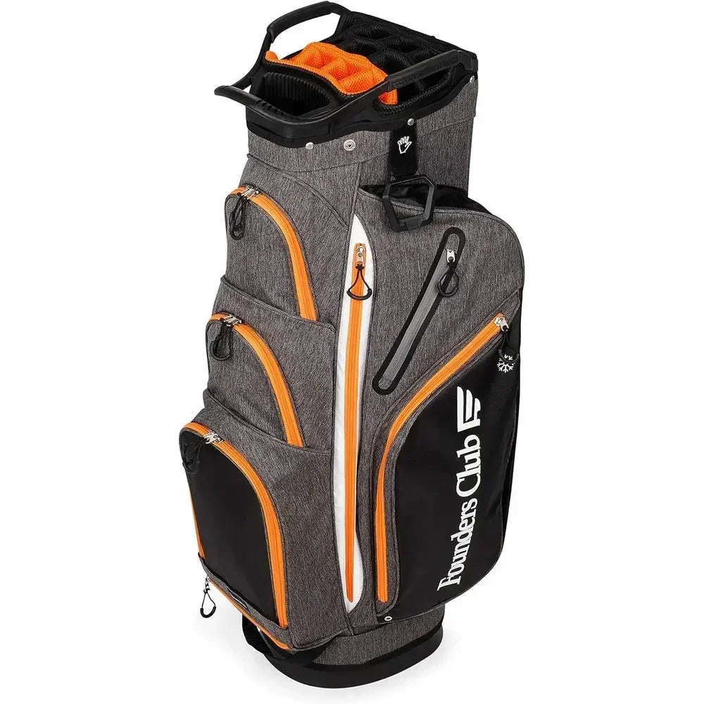 Golf Push Cart Bag - Riding Cart Bag - Waterproof Bag Cover - Secure Cart Base - Lightweight - 15-Way Club Organizer - External