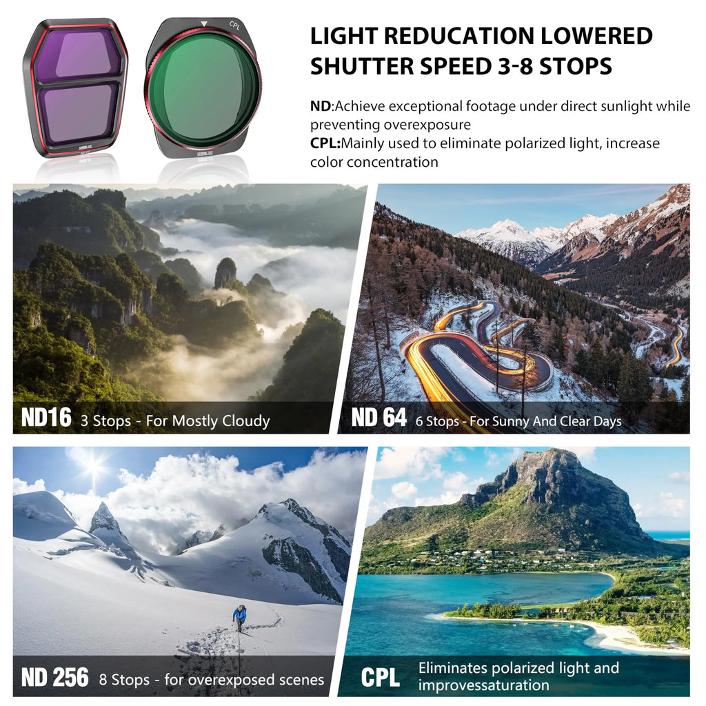 STARTRC ND & CPL Filters Set for DJI Air 3S Accessories, 4 Filters Pack-(ND/16/64/256/CPL)