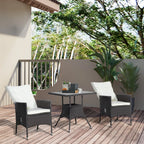 3pcs Patio Reclining Chair Set Rattan Wicker Furniture, Armchairs, Table, White