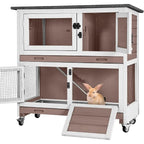 2-Story Indoor-Outdoor Pet House with Wheels for Rabbits and Guinea Pigs