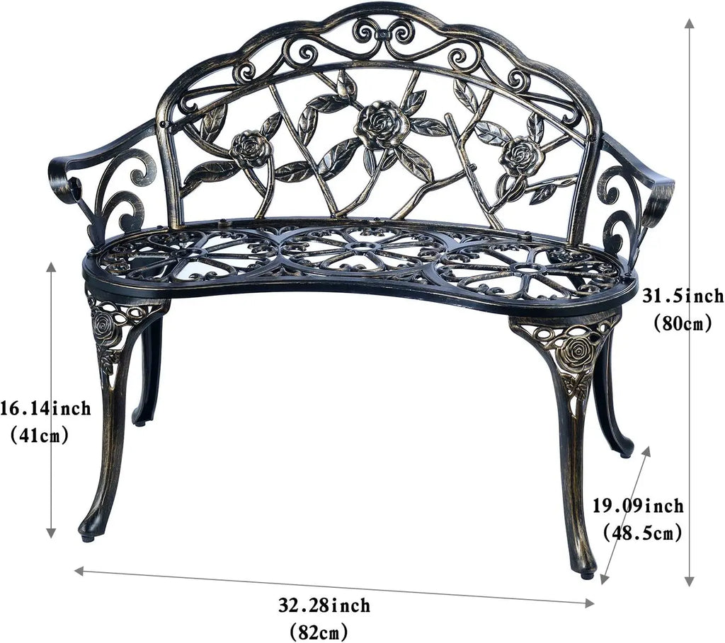 Outdoor Park Yard Patio Balcony Use, Cast Aluminum, Copper, Anti-Rust, Double Seat