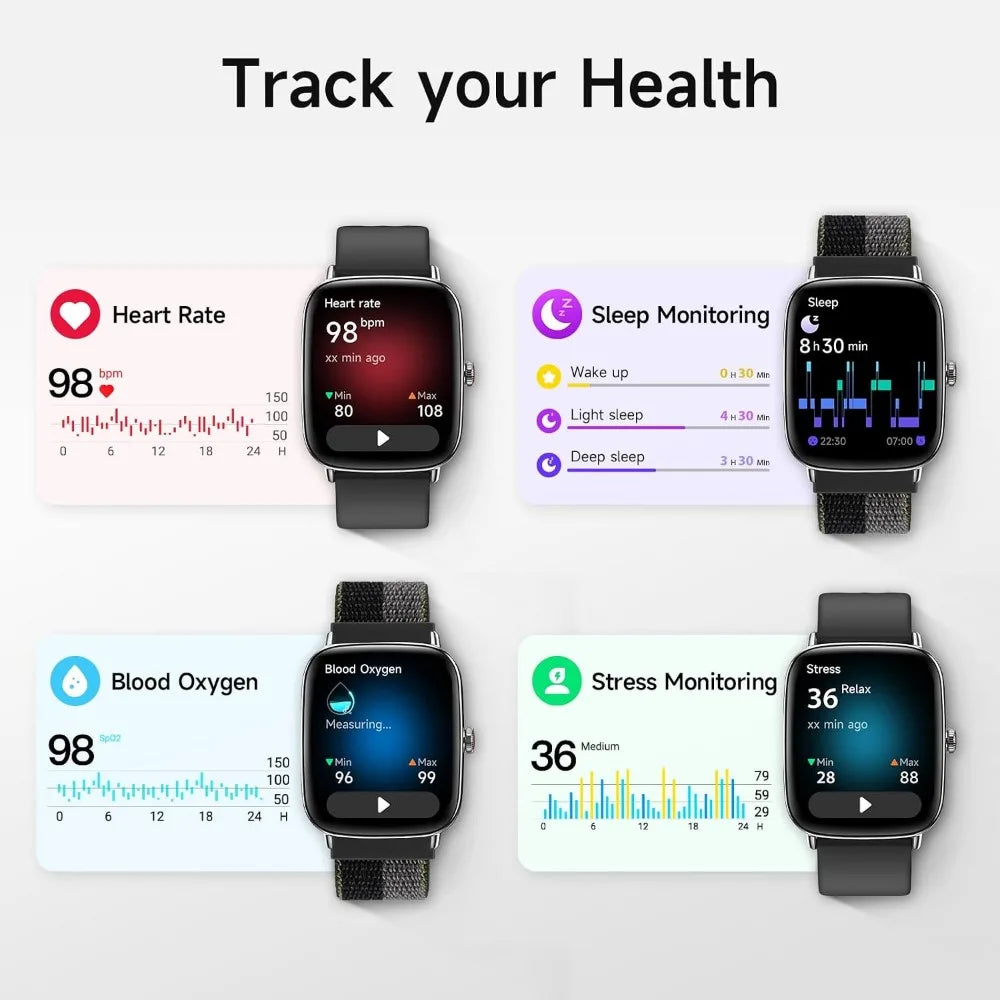 1.85" HD Smartwatch with Call, Fitness Tracking, IP68 Waterproof for Men and Women