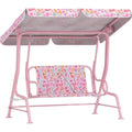 2-Person Pink Outdoor Swing Chair with Adjustable Seat and Safety Belt for Patio, Porch, or Garden