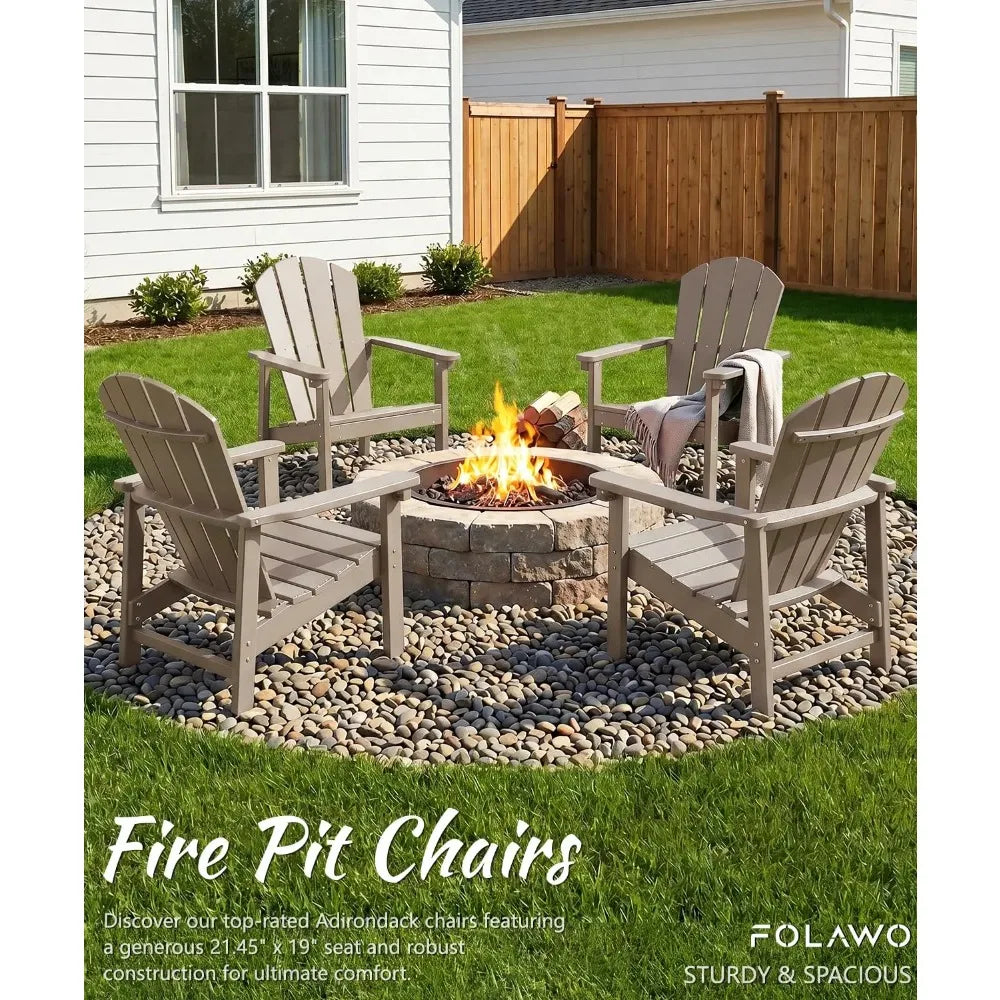 Adirondack Chair Set of 4, All Weather HDPE Fire Pit Chairs, Oversized Plastic Adirondack Chair for Outdoor,, Customized