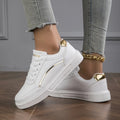 Baasploa Women Casual Sneakers Leather Platform Sneakers Classics Comfort Non-Slip Skateboarding Shoes