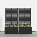 47"x24" Metal Raised Garden Bed with Trellis 2 Pack Outdoor Planter Box with Wheels and Drainage Holes for Climbing Plants Flow