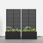 47"x24" Metal Raised Garden Bed with Trellis 2 Pack Outdoor Planter Box with Wheels and Drainage Holes for Climbing Plants Flow