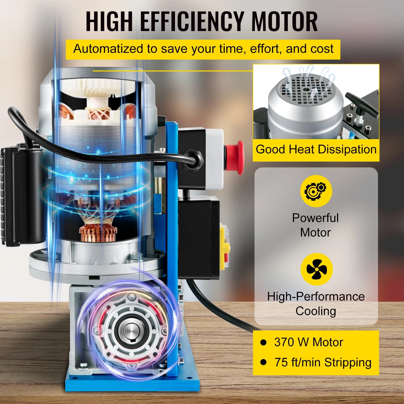 SucceBuy Electric Wire Stripping Machine Cable Stripper 1.5-38mm 11 Channels Acrylic+Aluminum W/Blade for Scrap Copper Recycling