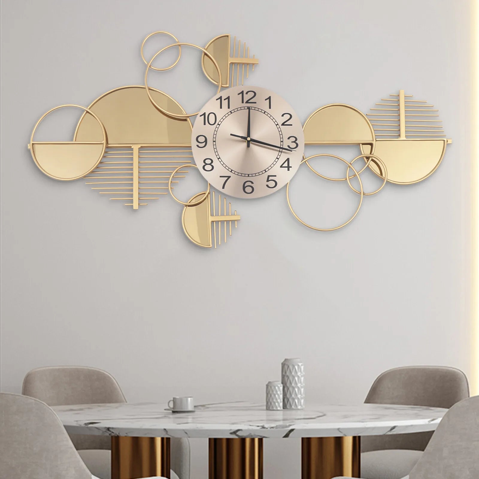 Large Luxury Gold Wall Clock Nordic Style Metal Clocks Home Living Room Decor