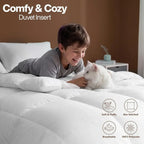 Bedding Full Comforter Duvet Insert, Quilted White Comforter with Corner Tabs, Box Stitched Down Alternative Comforters Full Size 82 x 86 inches