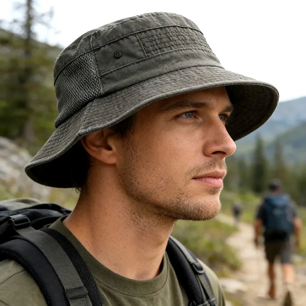 Spring Summer Washed Cotton Mesh Breathable Bucket Hats for Men Women Casual Panama Hat Hiking Camping Outdoor Hat Unisex