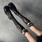 Black White Sexy Overknee Long Socks For Women Sweet Girls Lolita Bowknot Thigh High Fishnet Stockings Gothic Punk Lace Mesh Leggings Sexy Stockings Soft Breathable Comfortable Stylish Fashionable Daily Party Wear