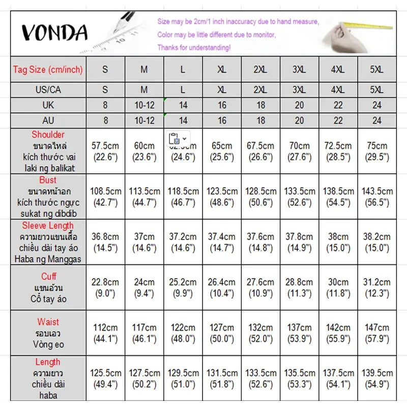 Plus Size 5XL VONDA Elegant Party Wedding Dress Women Autumn 3/4 Lantern Sleeve Pleated Maxi Sundress Casual Fashion Long Robe