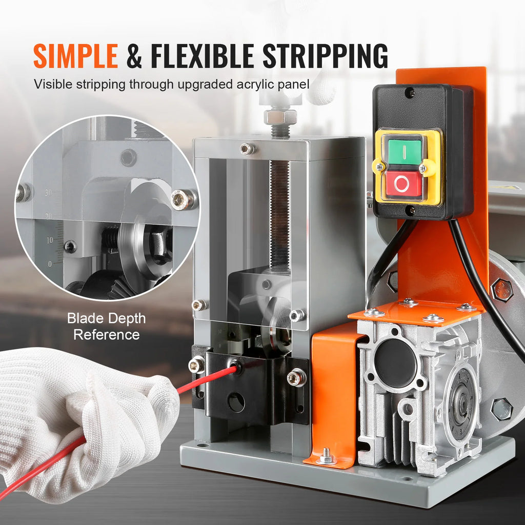 SucceBuy Electric Wire Stripping Machine 1.5-25mm Cable Stripper 180W 60ft/min 3 Feeding Holes Wire Peeler Scrap Copper Recycle