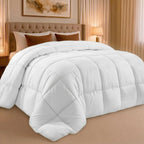 Bedding Full Comforter Duvet Insert, Quilted White Comforter with Corner Tabs, Box Stitched Down Alternative Comforters Full Size 82 x 86 inches