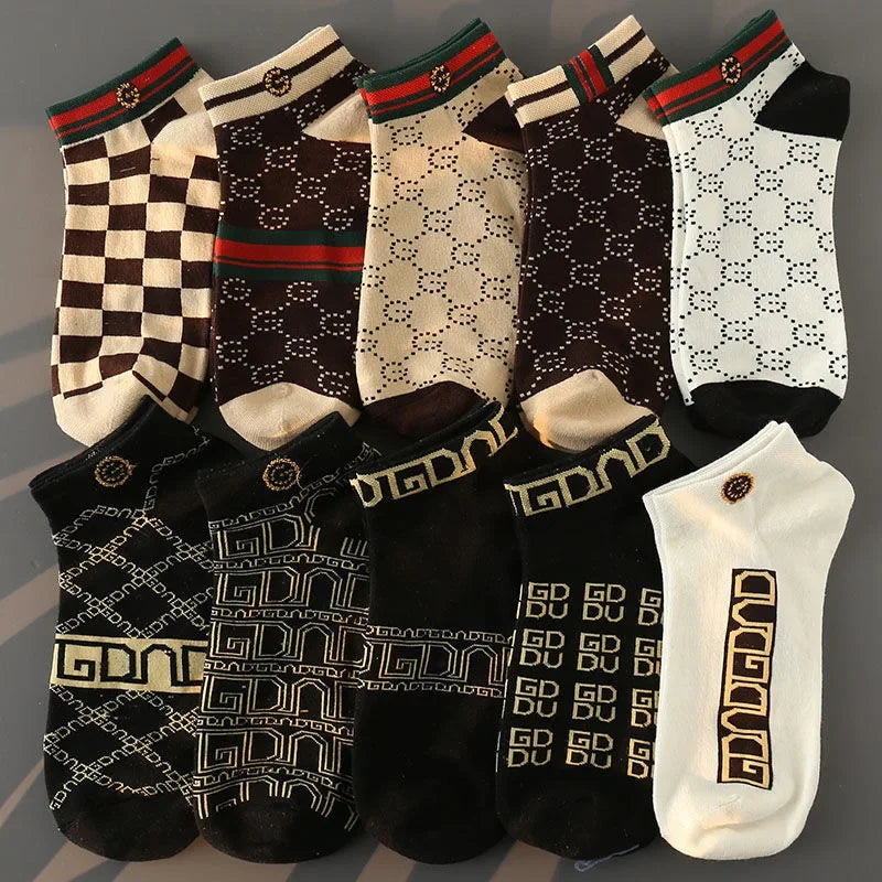 US Warehouse Fast Shipping 5/10 Pairs Men Thin Breathable Low Cut Ankle Socks Anti Odor Moisture Wicking Lightweight Comfort Versatile Daily Casual Footwear Support Dropshipping