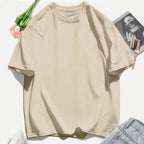 Short Sleeve T-shirt Minimalist Solid Plain Cotton O Neck Oversized Loose Sport Daily Women Summer All Season