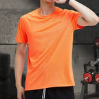 Summer Men Athletic Short Sleeve Dry Fit Sport T Shirt Polyester Breathable Gym Yoga Golf Workout Daily Top