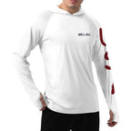Mens UPF 50+ Fishing Shirts, Sun Protection Hoodie American Flag Long Sleeve UV Hiking Shirt Quick Dry SPF Rash Guard