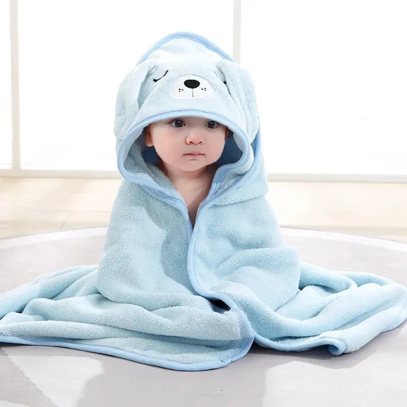 Toddler Bathrobe Infant Bath Towel Boy Girl Blankets Swaddle With Hood Cartoon Coral Fleece Towel Blanket Newborn Kids Bedding baby bath towel banheiras de bebê robôs bathrobes