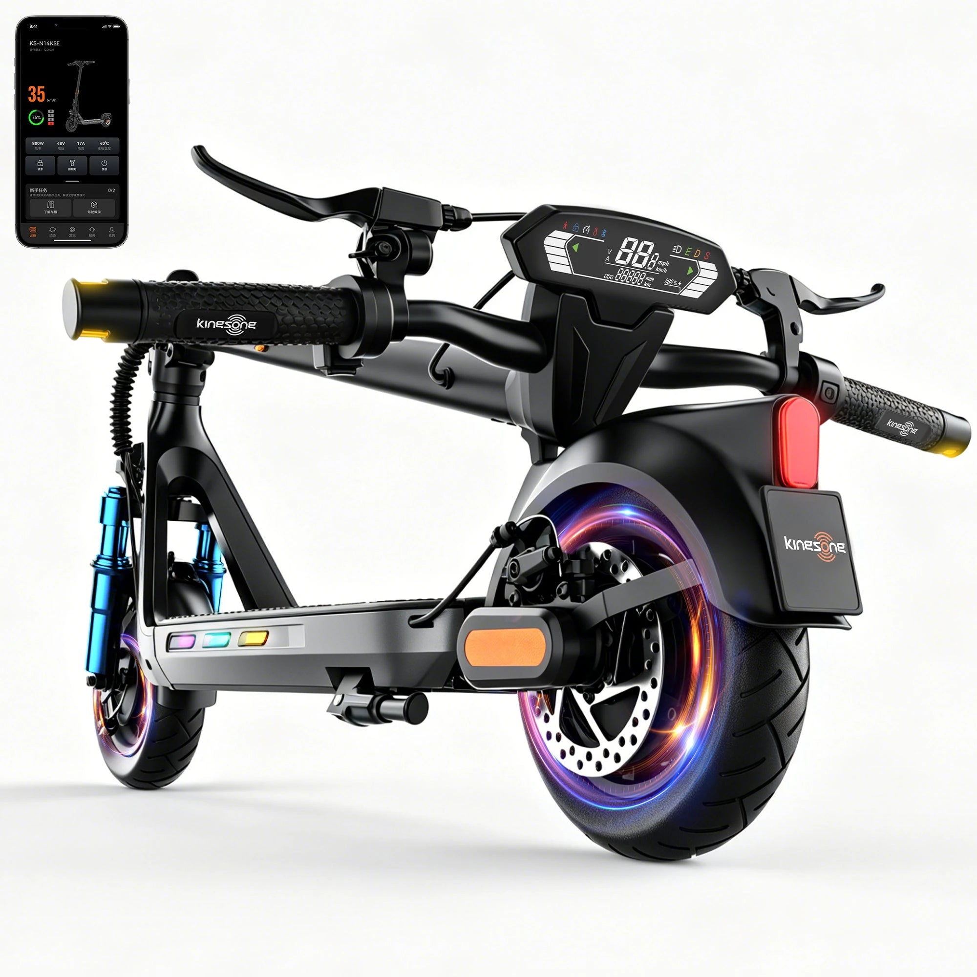 Kingsong Electric Scooter 500W Max 22.5mph Speed 10inch Tire Folding Design with 25 Miles Range for Adult Urban Commuting