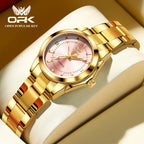 OPK 6002 Quartz Movement Elegance Watch For Women Chronograph Dial Stainless Steel Bracelet HD Luminous Function Life Waterproof Watch