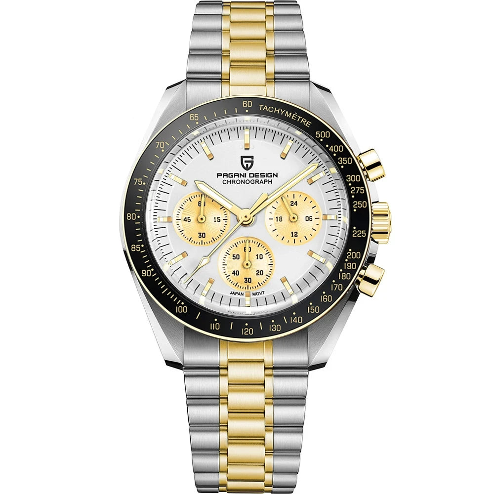 PAGANI DESIGN 2026 New Moon Watch Retro Luxury Quartz Watches For Men Stainless steel Luminous waterproof Sport Chronograph Man