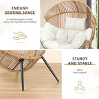 Outdoor Wicker Egg Chair PE Rattan Chair with Cushion, Oversized Patio Lounge Chair for Outdoor, Indoor, Balcony