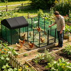 Large Metal Chicken Coop Cage Chicken Run with Waterprrof Cover Walk-in Cage Kennels Poultry House for Outdoor Hens Ducks Gooses